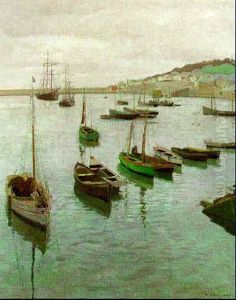 The Harbor, Newlyn by Harold Harvey