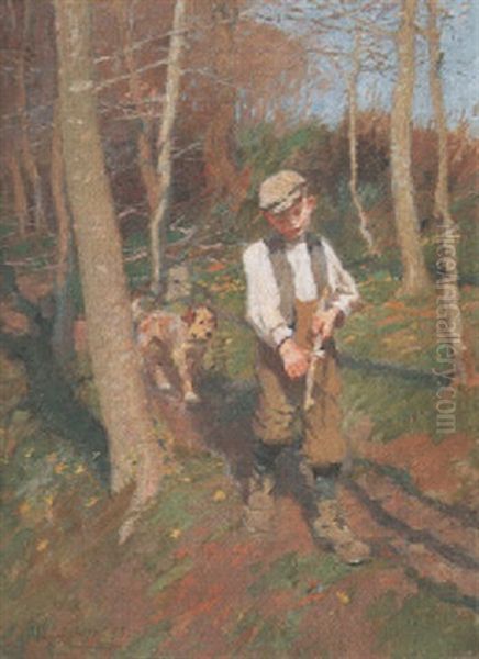 A Boy Whittling A Stick - view 1