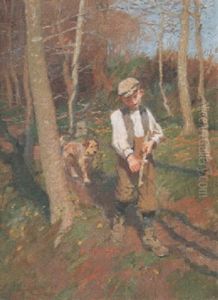 A Boy Whittling A Stick by Harold Harvey
