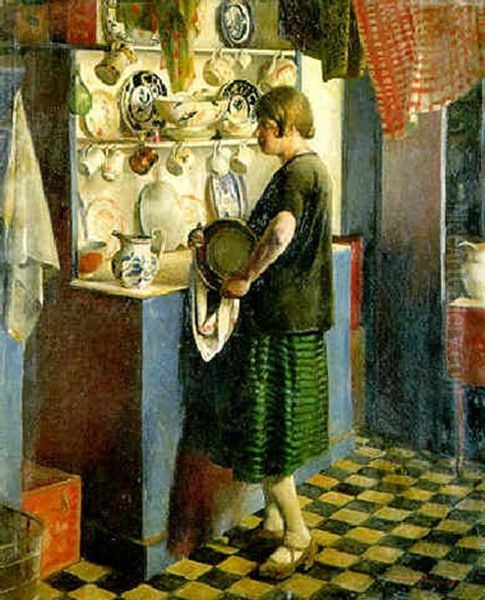 Gertrude In The Kitchen At Maen Cottage, Newlyn - view 1