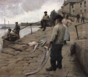 Mousehole Harbour by Harold Harvey