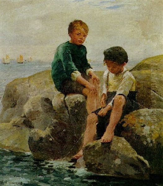 Two Boys Fishing - view 1