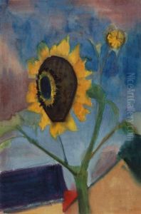 Sonnenblume Vorblauem Grund.