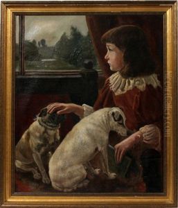 Girl With Dogs by John Rabone Harvey