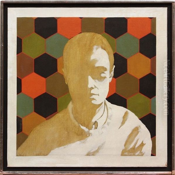 Portrait On Honeycomb Background - view 1
