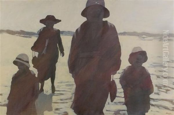 Four Figures Against White Background - view 1
