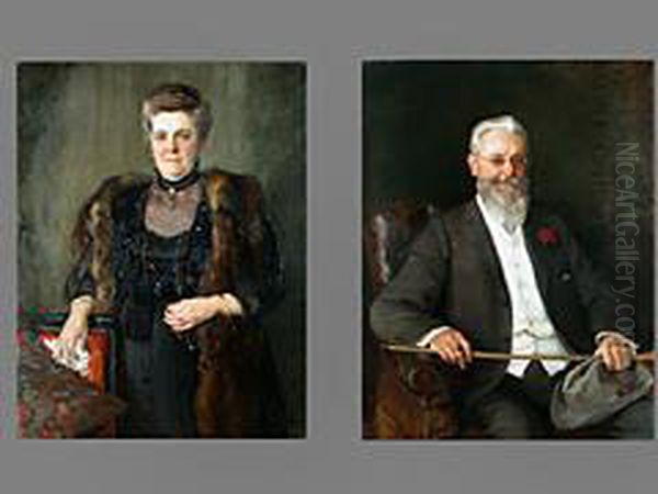 Gemaldepaar Portrait Eines Alteren Herren Und Einer Alteren Dame - view 1
