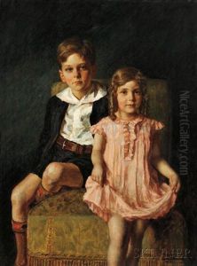 Portrait Of A Brother And Sister by A. (of Aberdeen) Harwood