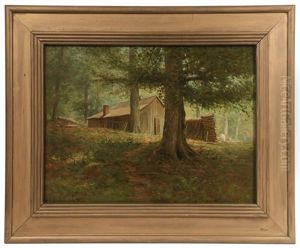 Upstate New York Forest Cabin With Woodpile In Summer by Dubois Fenelon Hasbrouck