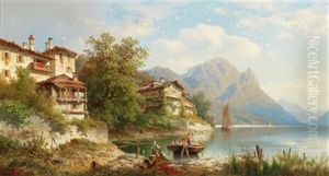 Motiv Aus Gandria Am Lago Di Lugano [scene In Gandria On The Shores Of Lake Lugano] by Carl Hasch