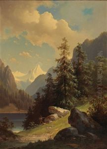 Mountain Landscape With Hunter by Carl Hasch