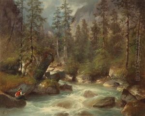 By The Strubb Woodland Stream by Carl Hasch