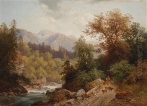 Motiv Aus Dem Thalbach Bei Schladming by Carl Hasch