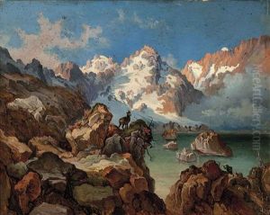 A Huntsman Before An Alpine Lake by Carl Hasch