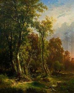 Waldlandschaft Mit Reh by Carl Hasch