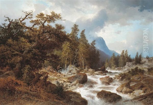 Gebirgslandschaft Mit Wildbach - view 1