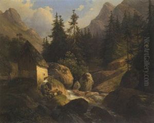 Alte Muhle Am Gebirgsbach by Carl Hasch
