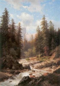 Motiv Am Pragser Wildbach Mit Dem Seekofel, In Tirol by Carl Hasch