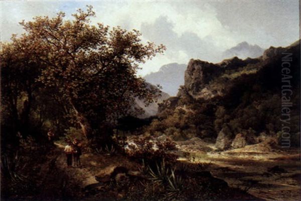 A River Landscape With Travellers On A Path In The Foreground - view 1