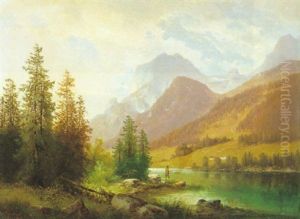 Fischer Am Gebirgssee by Carl Hasch