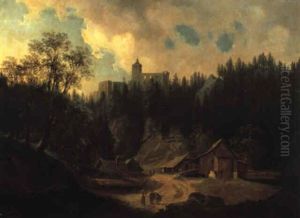 Blick Auf Ruine Gutenstein In Nieder"sterreich by Carl Hasch