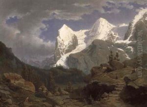 Auf Der Hochalm Mit Blick Auf Den Eiger Und Monch In Der Schweiz by Carl Hasch
