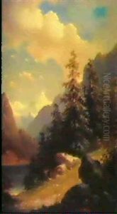Gebirgslandschaft In Tirol by Carl Hasch