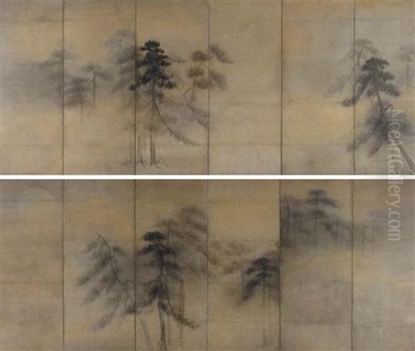 Pine Trees In Moonlight (+ Another; Pair) - view 1