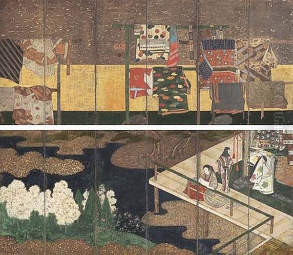 Whose Sleeves? - Tagasode (pair Of Six-panel Screens) - view 1