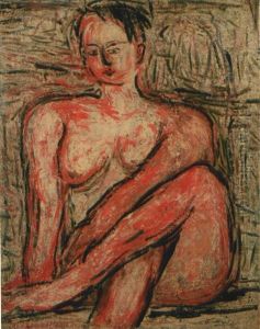Nude Crossing Her Legs by Toshiyuki Hasegawa