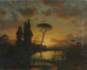 Italian Landscape At Sunset by William Stanley Haseltine