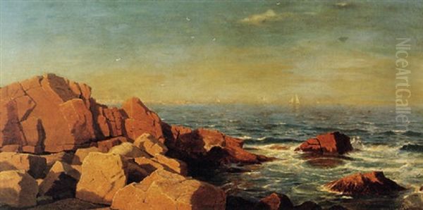 Rocky Coast With Sailboats In The Background - view 1