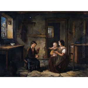 Interieur Mit Mutter Und Kind by Johann Peter Hasenclever