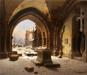 Klosterruine Im Winter Mit Blick Auf Walkenried by Carl Georg Adolph Hasenpflug