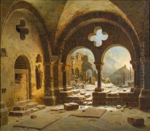 Klosterruine Im Winter by Carl Georg Adolph Hasenpflug