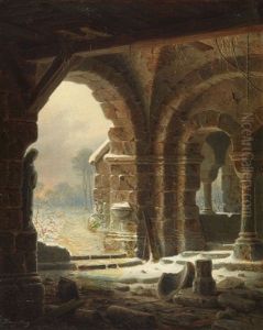 Winter Landscape With Romanesque Ruins Winter Landscape With Romanesque Ruins