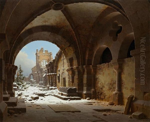 Blick Auf Die Kirchenruine In Halberstadt Im Winter - view 1