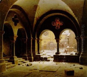 Blick Auf Einen Winterlichen Friedhof by Carl Georg Adolph Hasenpflug