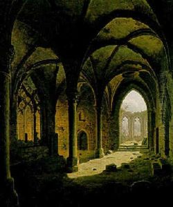 Blick Durch Einen Kreuzgang Auf Eine Gotische Kirchenruine by Carl Georg Adolph Hasenpflug