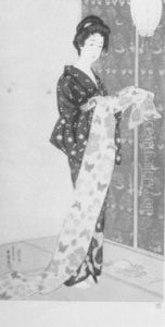 A Full Length Portrait Of A Beauty In A Summer Kimono by Goyo Hashiguchi