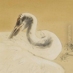Crane At The Pond by Kansetsu Hashimoto