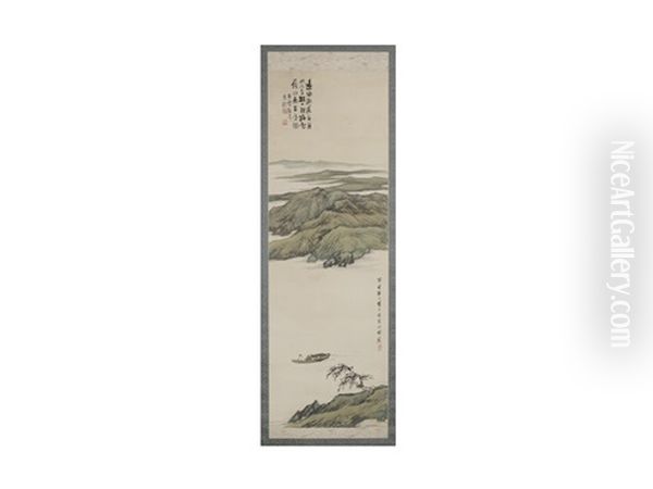Spring River With Moon - view 1