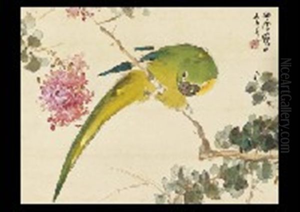 Parakeet In The Crepe Myrtle - view 1