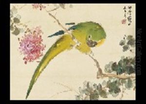 Parakeet In The Crepe Myrtle by Kansetsu Hashimoto
