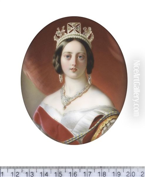 Queen Victoria (1819-1901), Queen Of The United Kingdom Of Great Britain And Ireland (1837-1901), Empress Of India (1876-1901), Wearing White Decollete Dress With Lace Trim - view 1