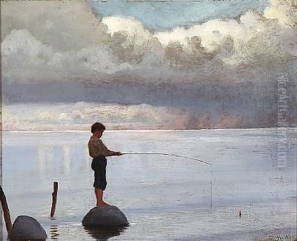A Boy Fishing - view 1
