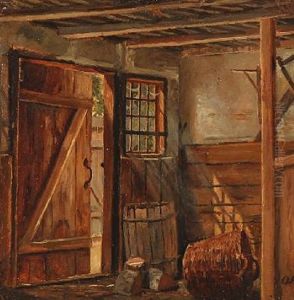 Interior From A Barn by Otto Haslund