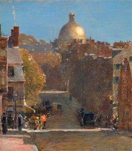 The Japanese Parasol by Childe Hassam