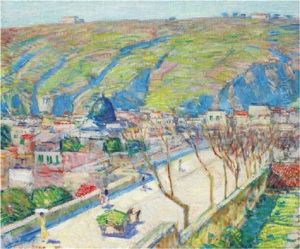 The Japanese Parasol by Childe Hassam