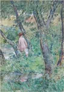The Japanese Parasol by Childe Hassam